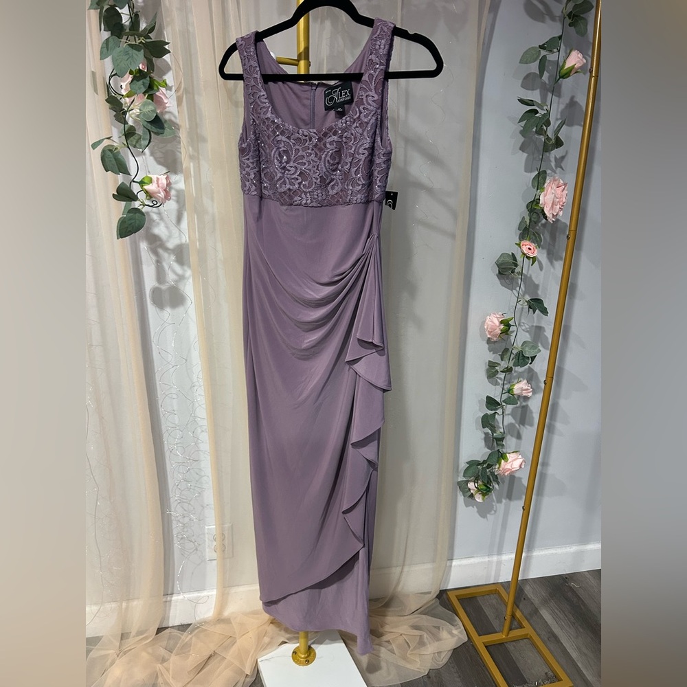 Alex Evenings Lavender Lace Maxi Dress